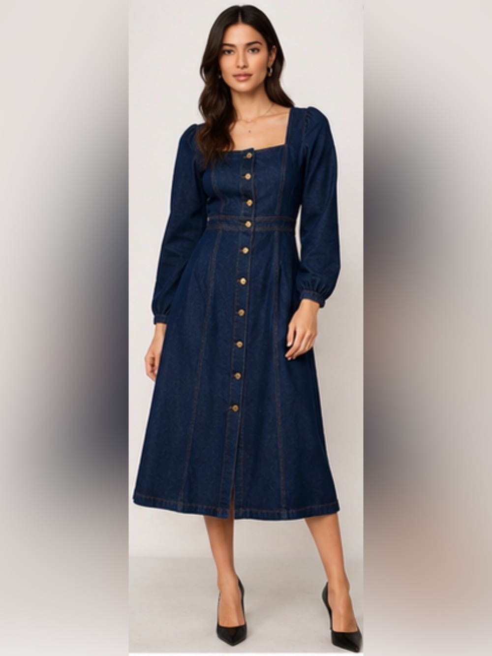 Reformation Celeste Denim Midi Dress size 2- NWT $248 - Picture 3 of 10